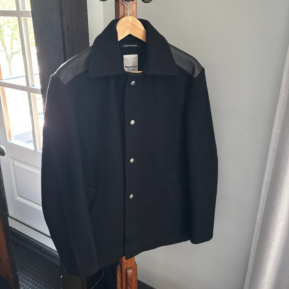 Men's Vaporize by James Iha Wool Blend / Leather Detailed Jacket, Medium, Black